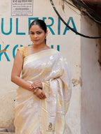 Banarasi Handloom Pure Tussar Georgette Silk Saree | Pure Sona Rupa Zari