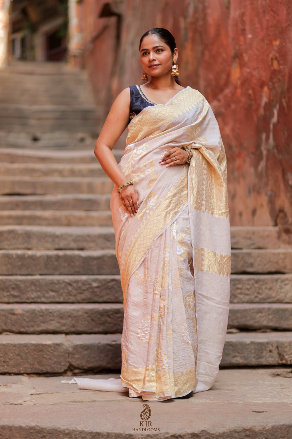Pure Tussar Georgette Silk Banarasi Saree | Timeless Handloom Craftsmanship