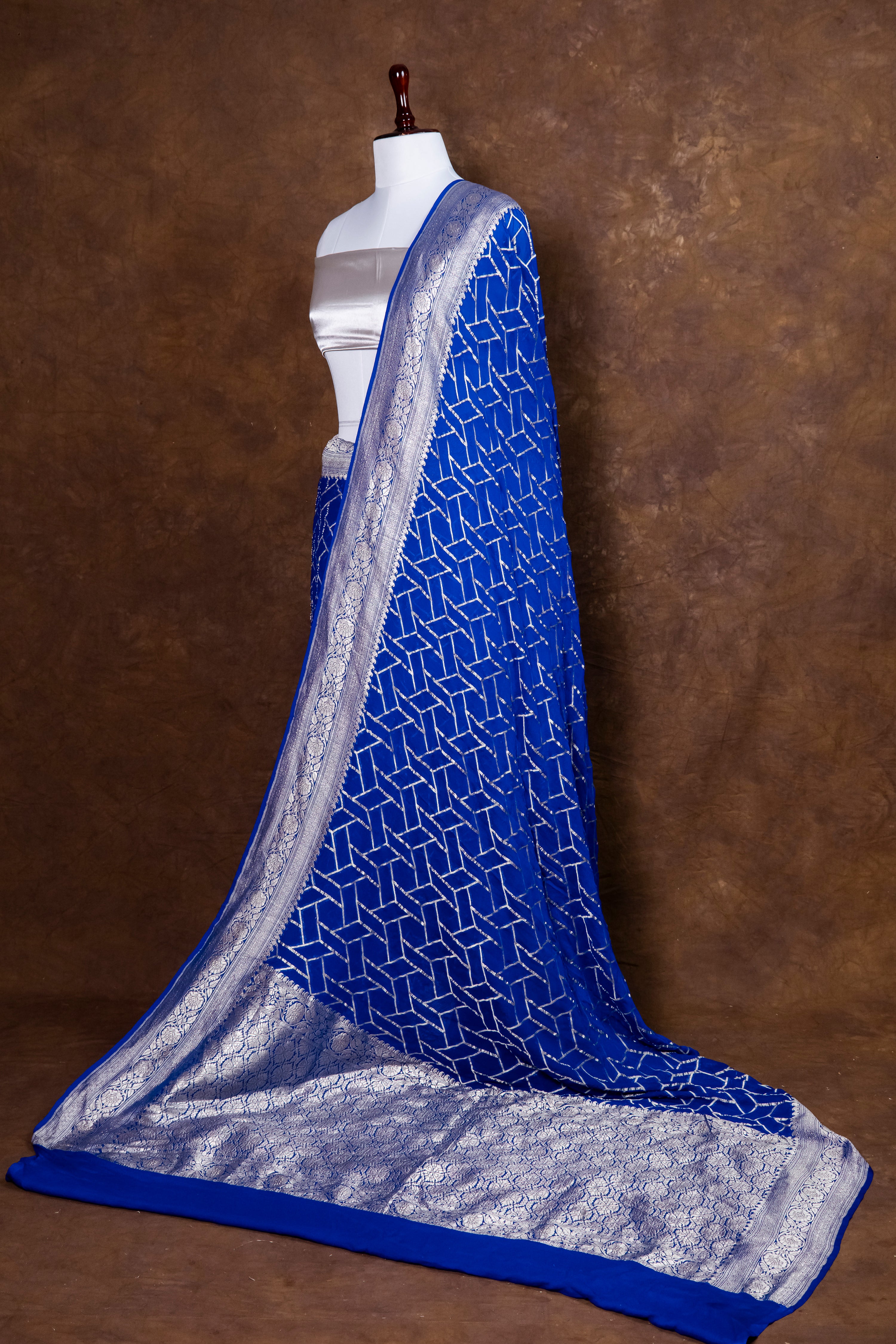 Pure Khaddi Georgette Banarasi Saree | Pure Water Zari Jungla Weaving