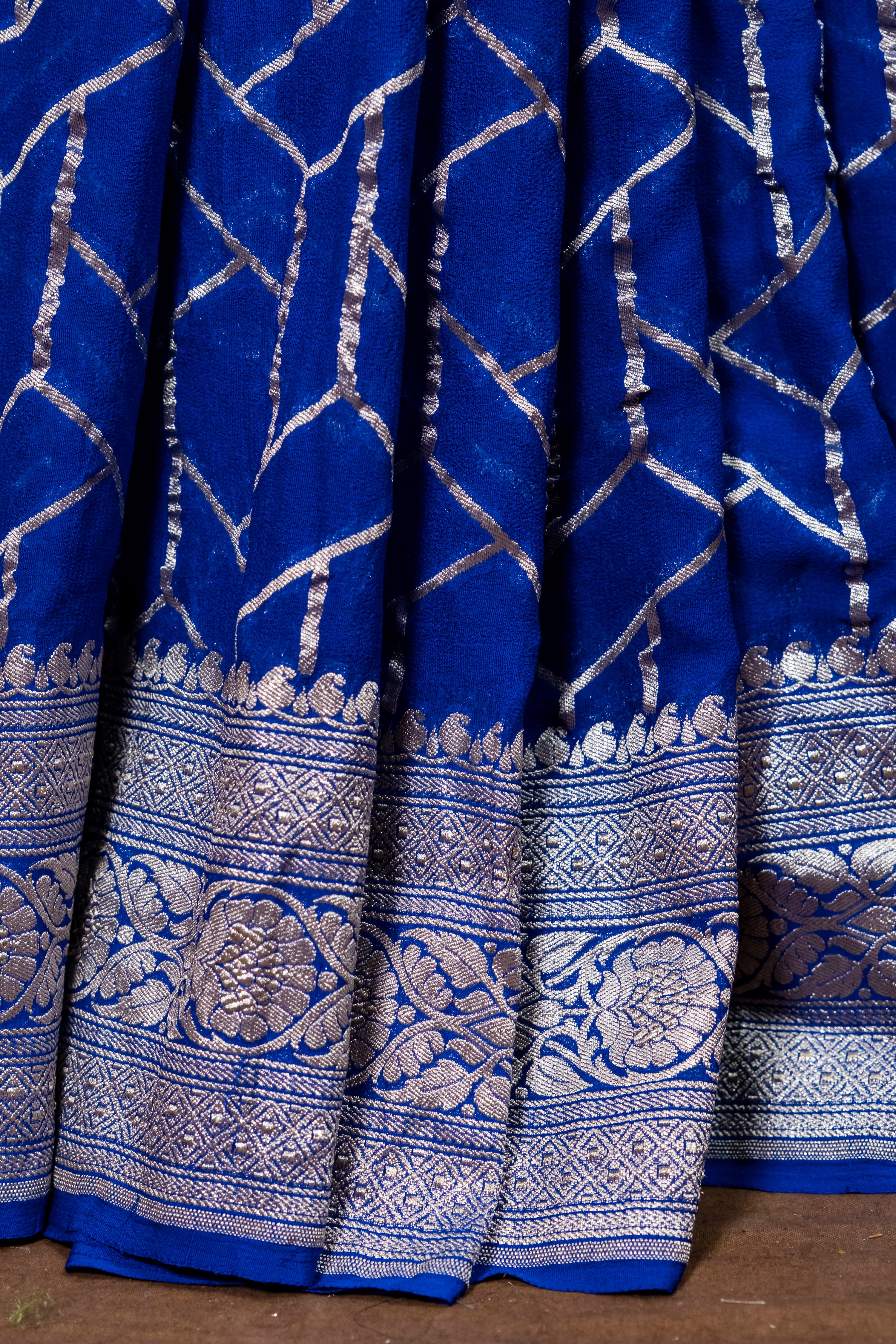 Pure Khaddi Georgette Banarasi Saree | Pure Water Zari Jungla Weaving