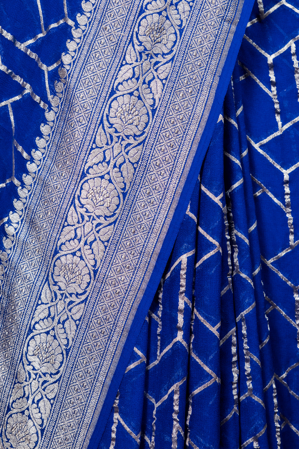 Pure Khaddi Georgette Banarasi Saree | Pure Water Zari Jungla Weaving