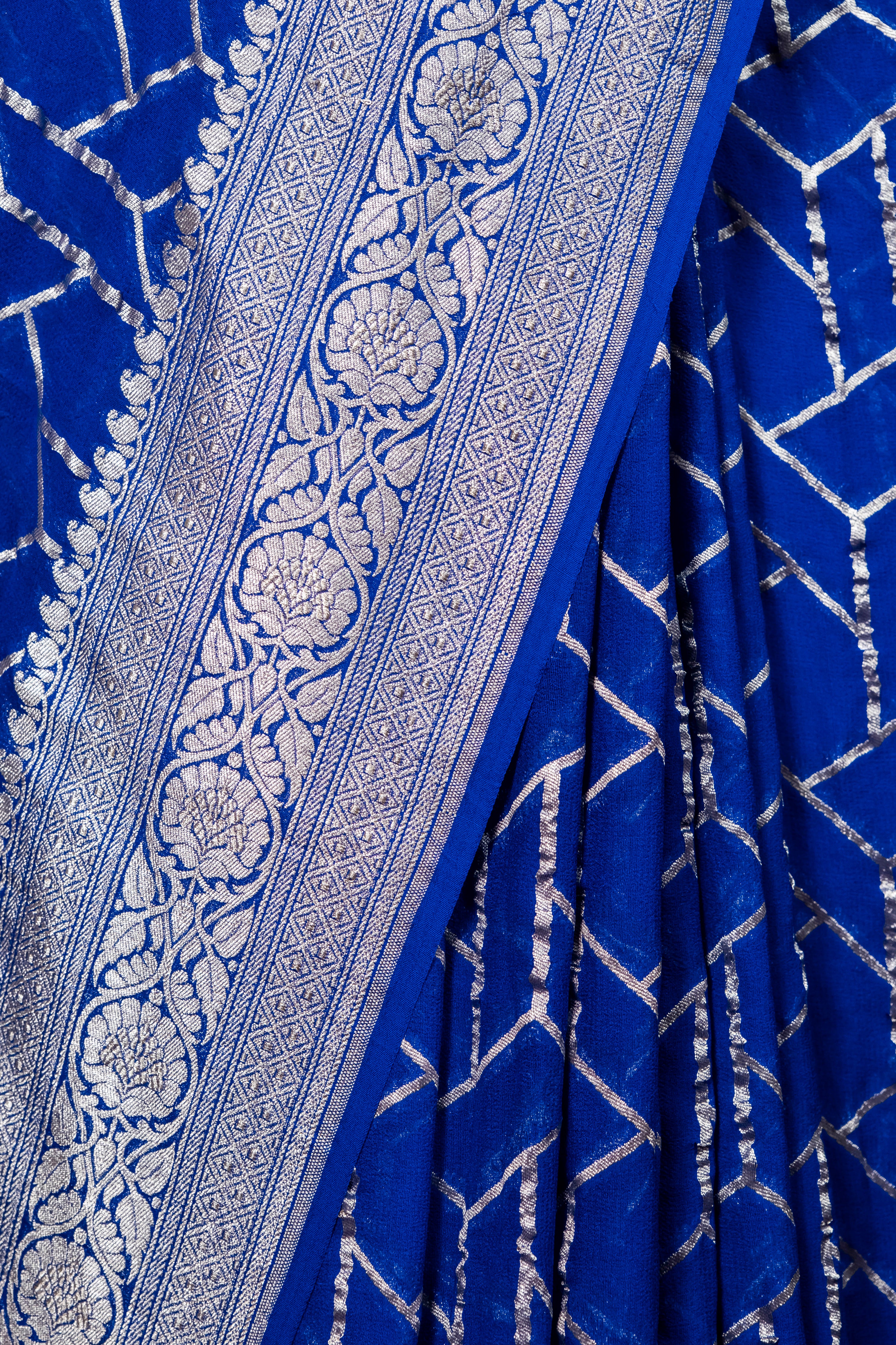 Pure Khaddi Georgette Banarasi Saree | Pure Water Zari Jungla Weaving