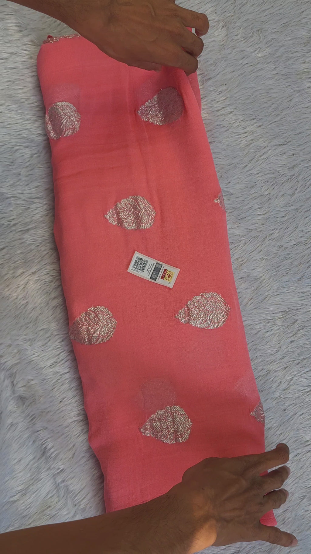 Kadwa Banarasi Pure Khaddi Chiffon Georgette Saree | Silver Zari Interlock Boota