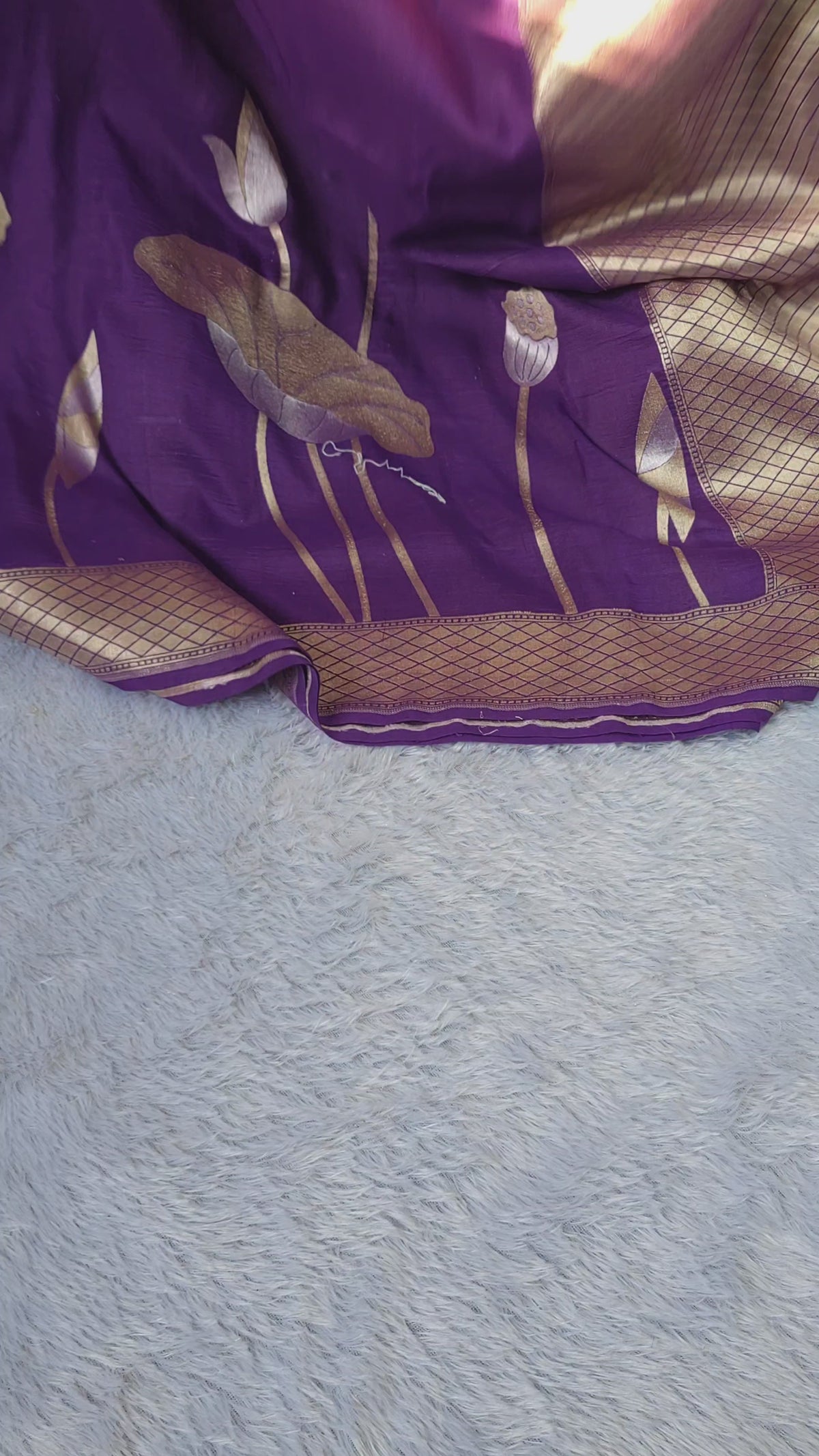 Pure Tussar Georgette Silk Banarasi Saree | Pure Silver Golden Zari