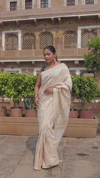 Pure Tussar Georgette Silk Banarasi Saree | Handwoven in Banaras