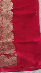 Banarasi Handloom Pure Khaddi Georgette Saree | Pure Water Zari & Alfi Meenakari