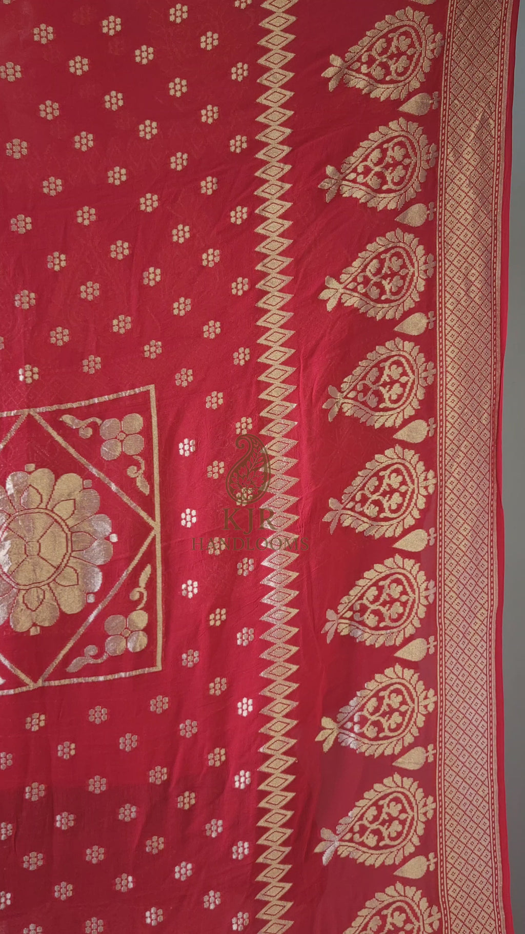 Banarasi Handloom Pure Khaddi Georgette Dupatta | Pure Golden Zari