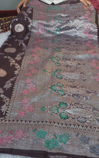 Banarasi Handloom Pure Tussar Silk Saree | Pure Rupa Zari & Multi Colour Meena