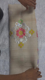 Pure Tussar Georgette Silk Banarasi Saree | Pure Silver Zari & Meenakari