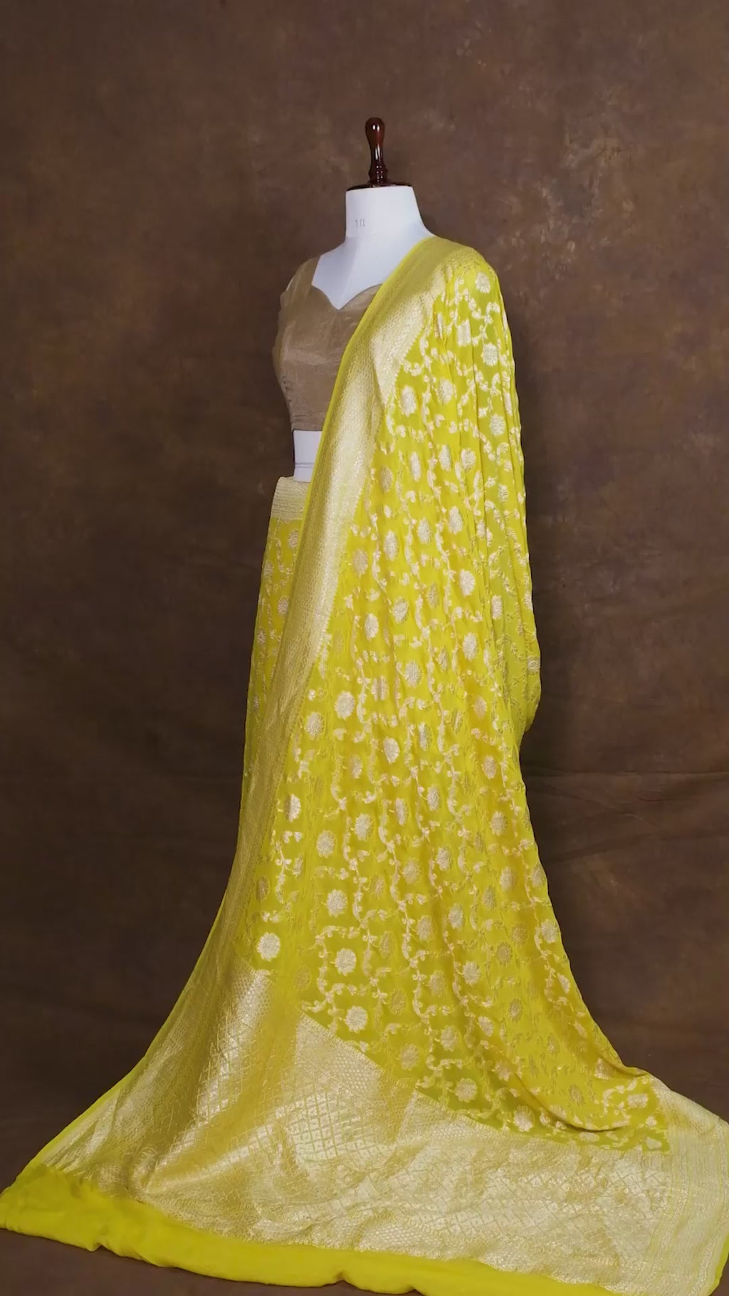 Banarasi Pure Khaddi Georgette Saree | Pure Water Zari Jaal Handloom