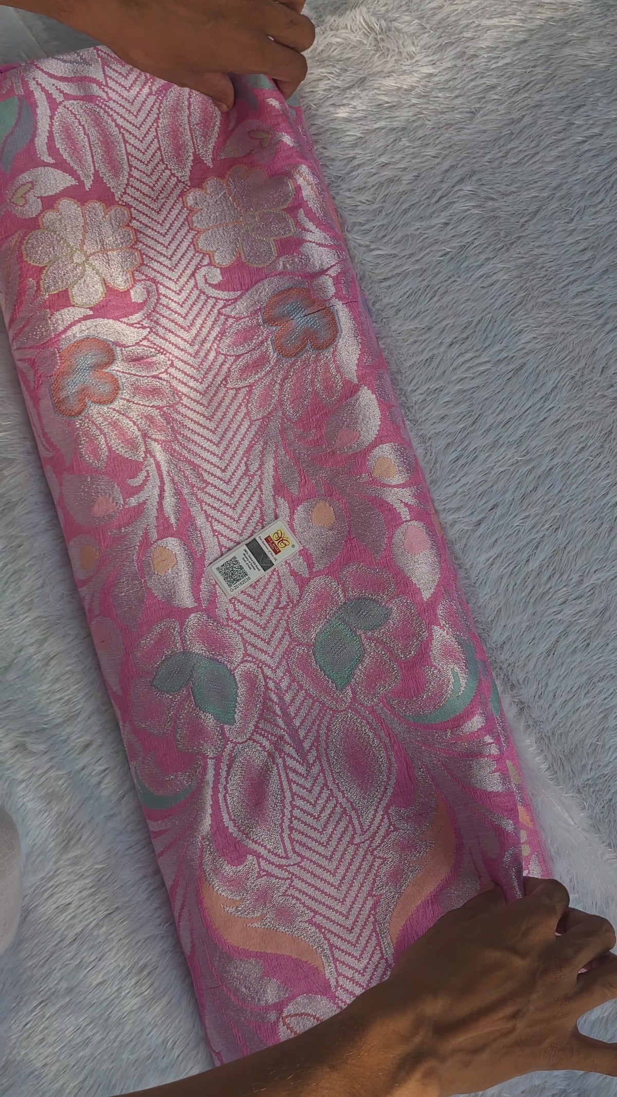 Pink Banarasi Handloom Pure Tussar Silk Saree | Pure Rupa Zari & Multi Colour Meena