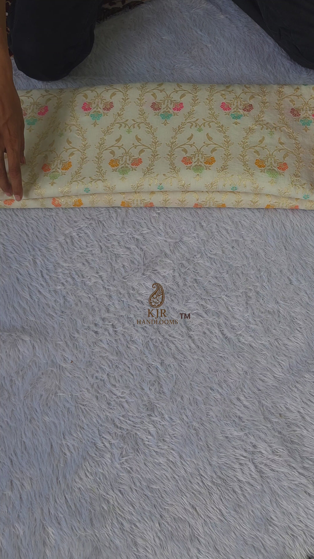 Banarasi Pure Munga Silk Saree with Golden Zari & Multi Colour Meenakari