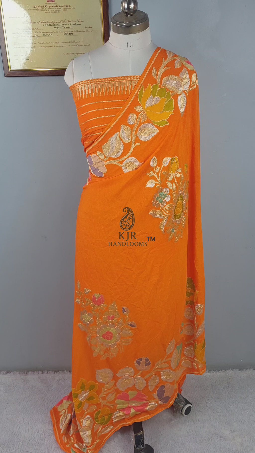 Authentic Banarasi Handloom Khaddi Georgette Saree | Sona Rupa Zari Artistry
