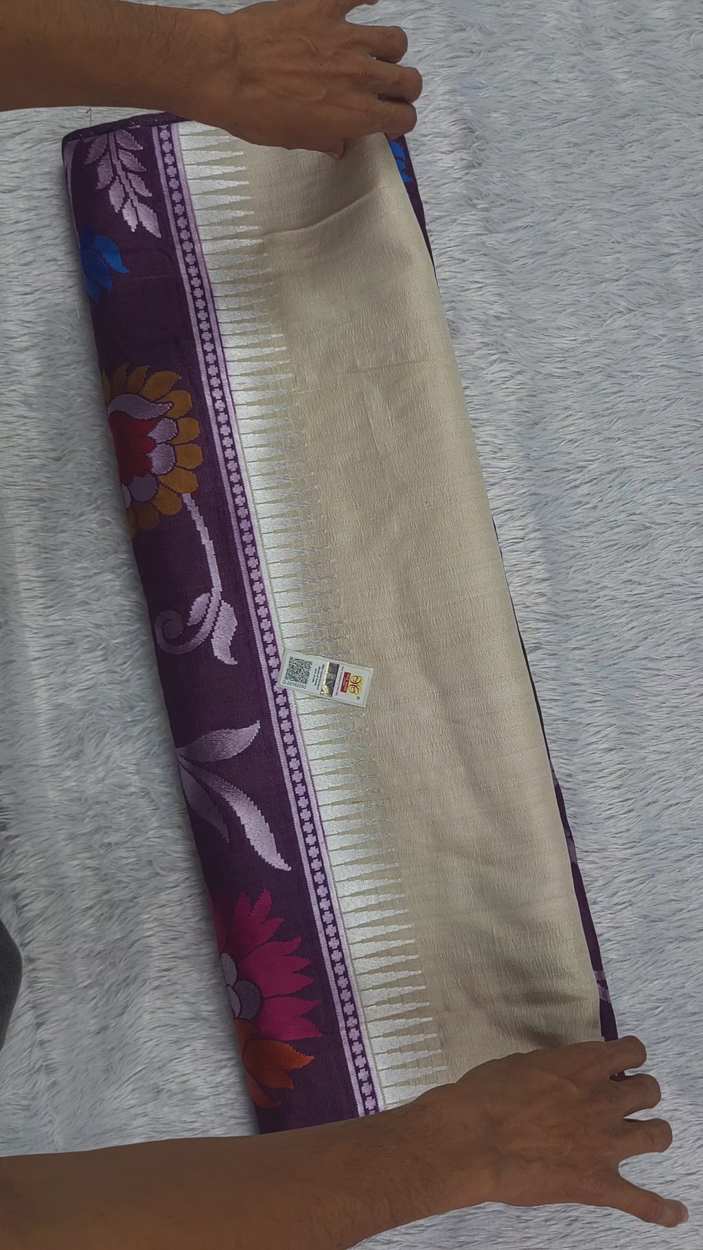 Pure Tussar Silk Banarasi Saree | Plain Body with Rupa Zari Meenakari Border