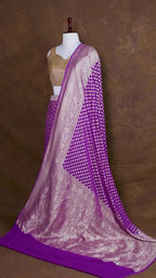 Pure Khaddi Georgette Saree | Banarasi Handloom with Pure Water Zari Booti