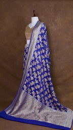Banarasi Handloom Pure Khaddi Georgette Saree | Pure Water Zari Jaal & Hand-Brush Meenakari