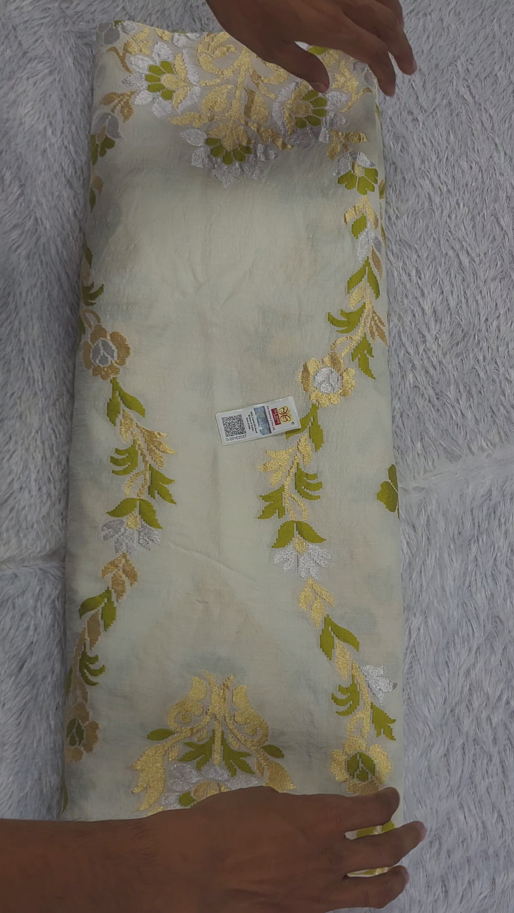 Pure Monga Silk Banarasi Saree | Pure Silver & Golden Zari with Meenakari