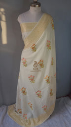 Pure Munga Silk Banarasi Saree | Pure Sona Zari with Multi Colour Meenakari
