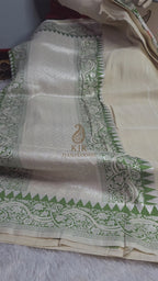 Banarasi Handloom Pure Tussar Georgette Brocade Silk Saree | Pure Rupa Zari & Multi Colour Meenakari