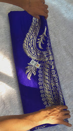Pure Monga Silk Banarasi Handloom Saree | Golden Zari Kadwa Interlock Design
