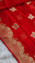 Banarasi Handloom Pure Khaddi Georgette Saree | Pure Water Zari & Alfi Meenakari