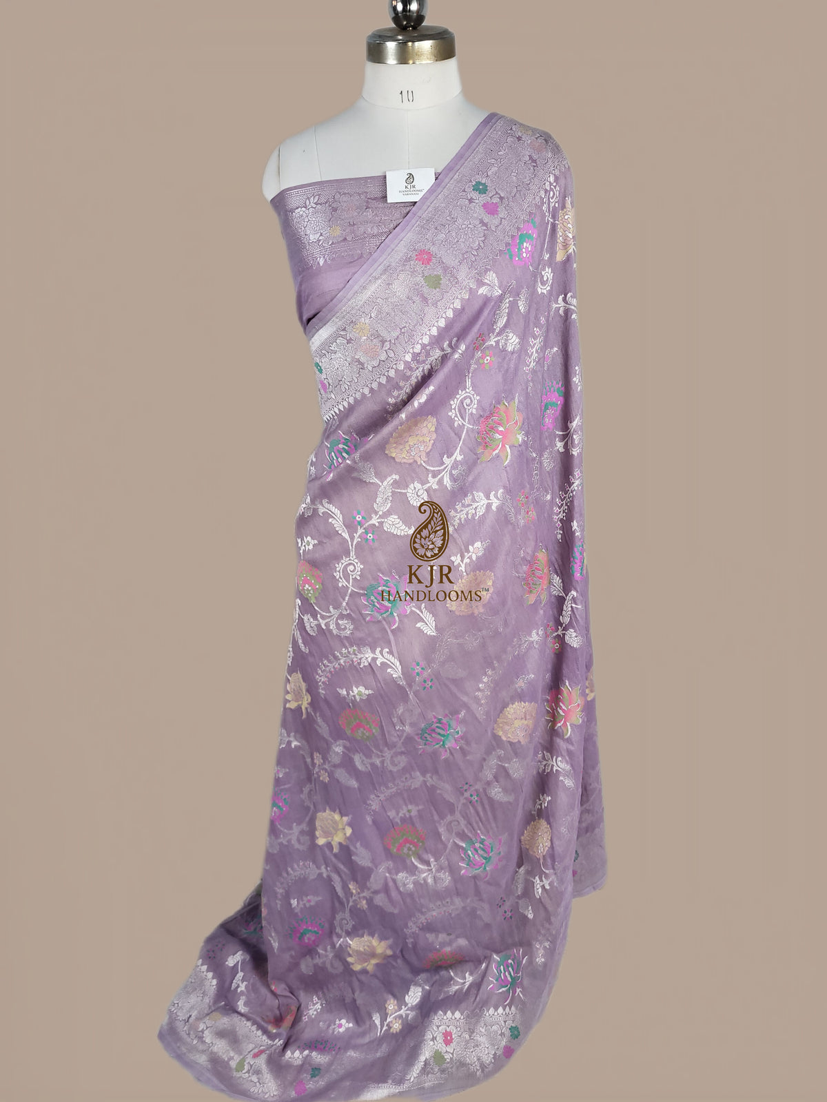 Pure Tussar Georgette Silk Banarasi Saree | Pure Rupa Zari & Colourful Meena