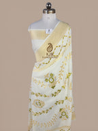 Pure Monga Silk Banarasi Saree | Pure Silver & Golden Zari with Meenakari