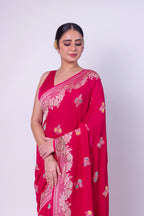 Banarasi Handloom Pure Khaddi Georgette Saree | Pure Water Zari & Alfi Meenakari