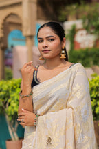Pure Tussar Georgette Silk Banarasi Saree | Handwoven in Banaras