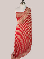 Pure Khaddi Georgette Banarasi Saree | Pure Water Zari Stripe Weaving