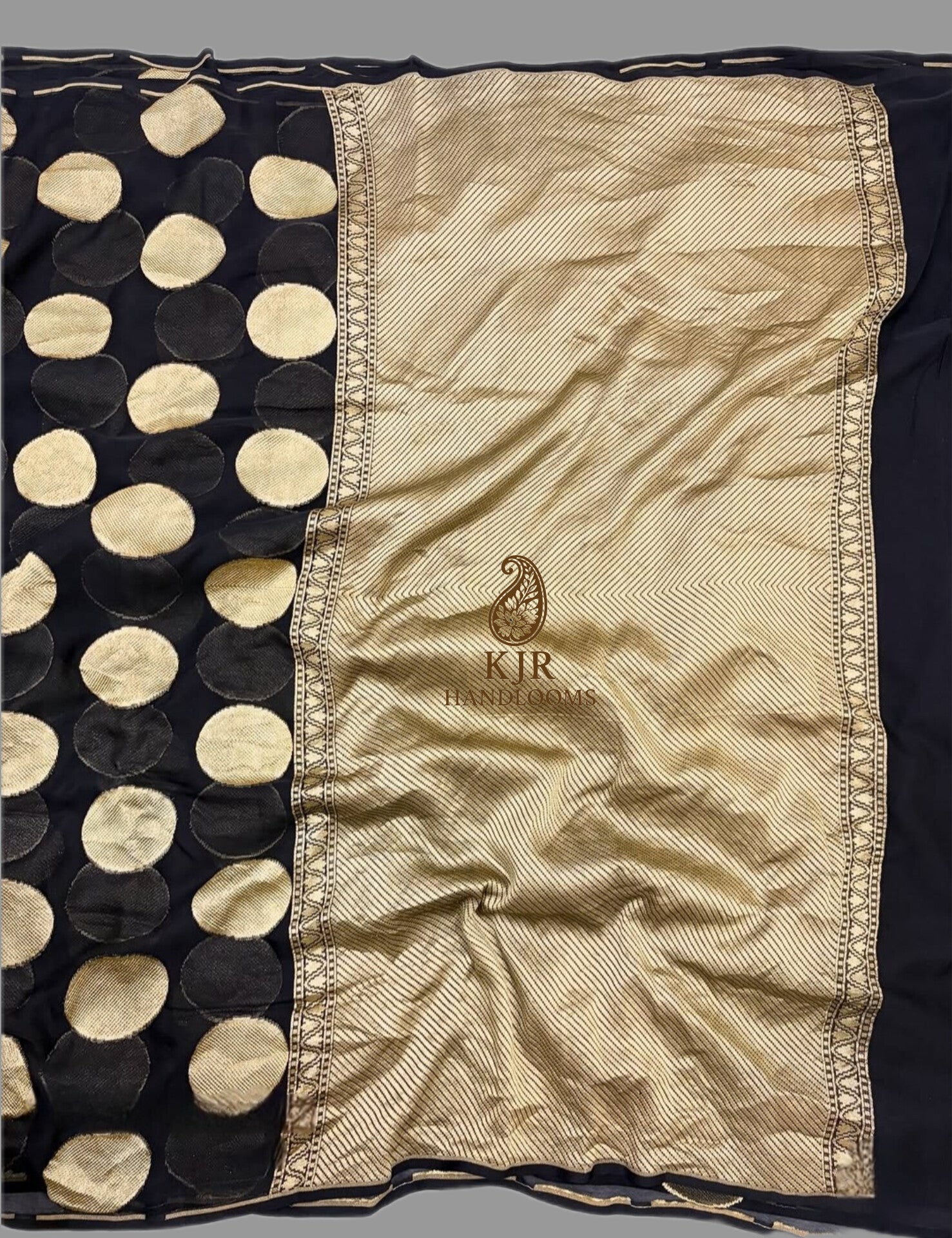 Pure Khaddi Georgette Banarasi Saree | Handwoven Round Water Zari Boota