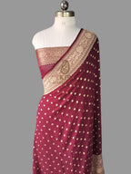 Banarasi Handloom Pure Khaddi Georgette Saree | Pure Water Zari Round Booti
