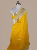 Pure Organza Silk Banarasi Saree | Pure Silver Cotton Zari & Kadwa Booti Weaving