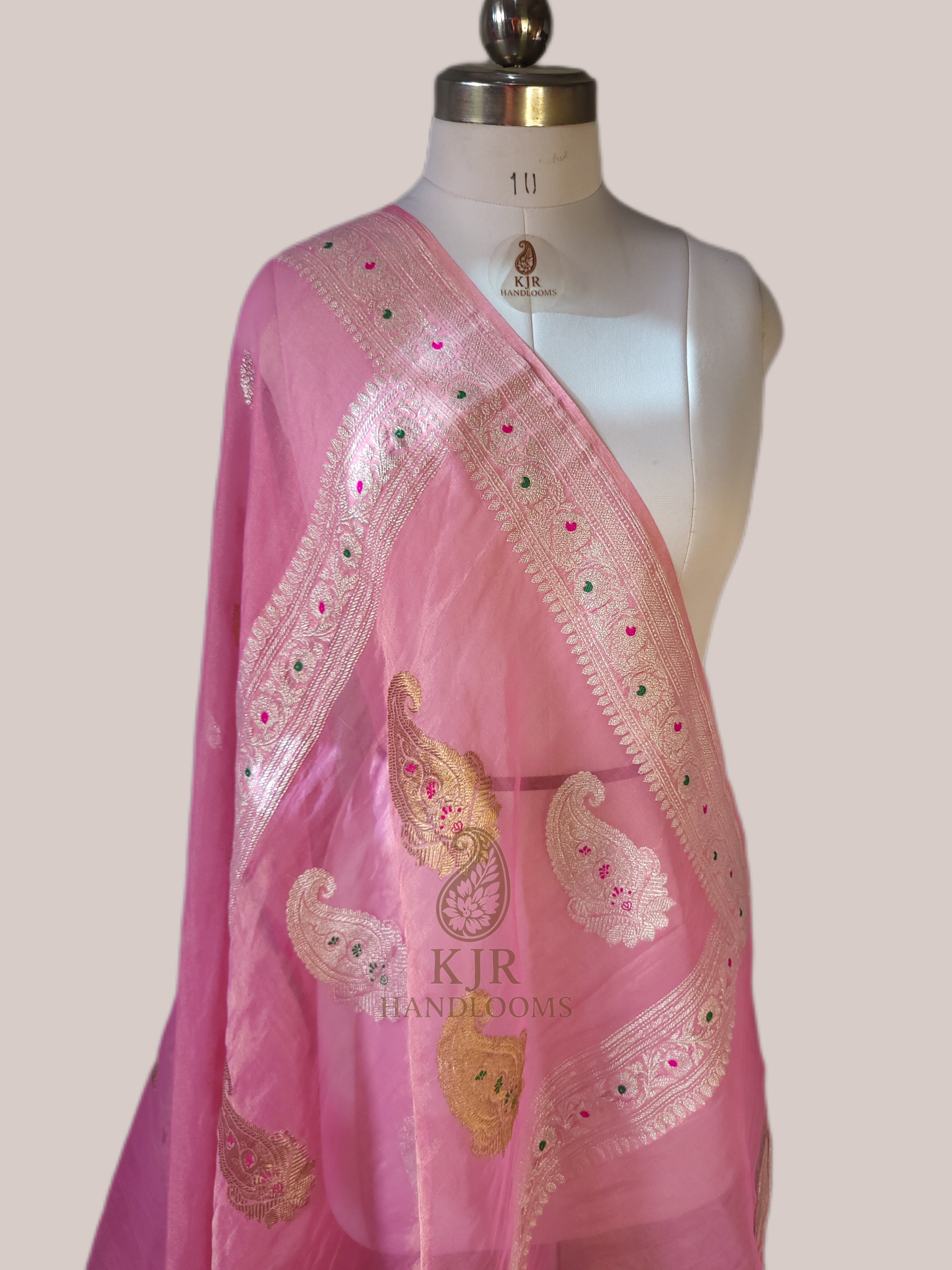 Pure Tissue Georgette Silk Banarasi Saree | Handwoven Kadwa with Pure Sona Rupa Zari