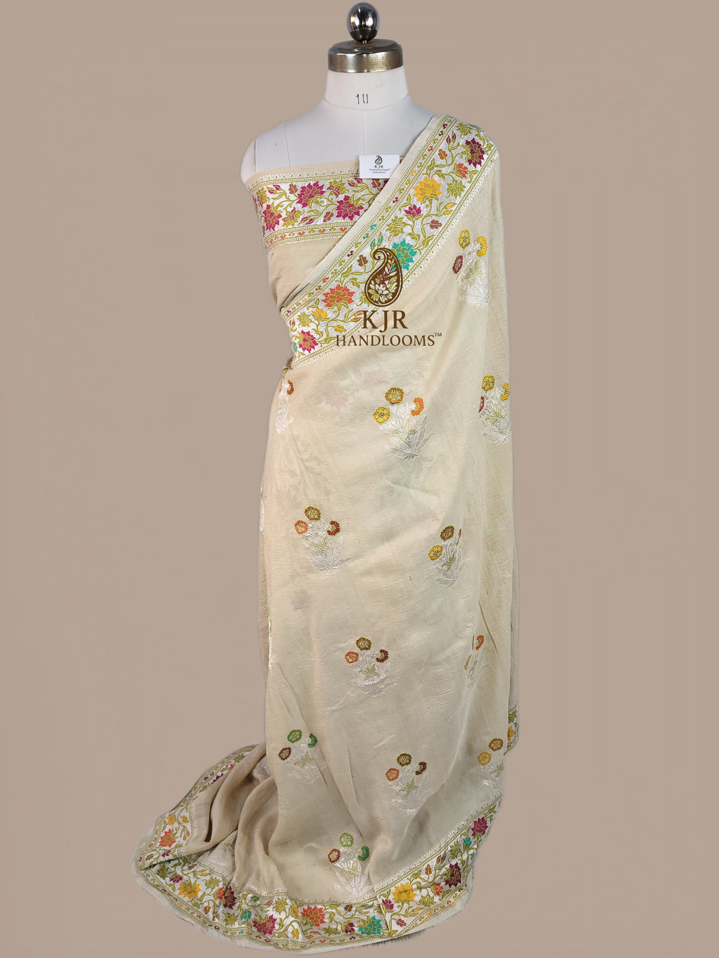 Banarasi Tussar Silk Paithani Saree | Pure Rupa Zari & Meenakari