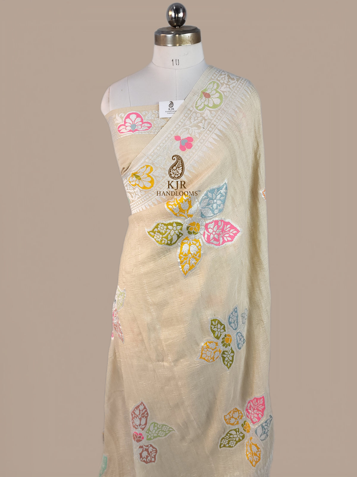 Banarasi Pure Tussar Silk Saree | Silver Zari and Multicolour Artistry