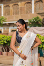 Pure Tussar Georgette Silk Saree | Authentic Banarasi Handloom Weaving