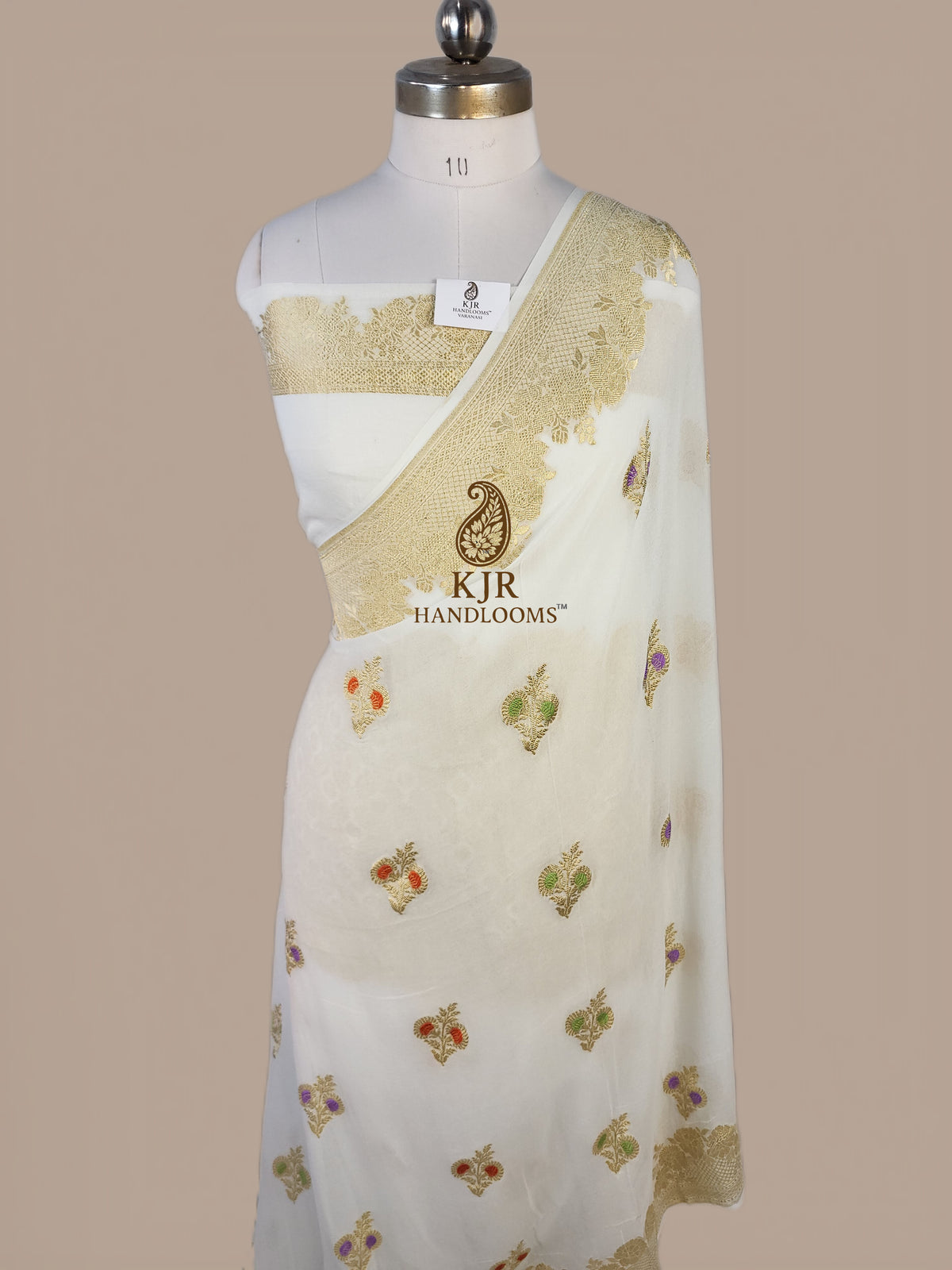 Pure Khaddi Georgette Banarasi Saree | Water Zari & Colourful Meena Weaving