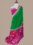 Pure Tussar Silk Banarasi Saree | Plain Body, Rupa Zari & Multicolour Meenakari