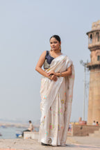 Pure Tussar Georgette Silk Saree | Authentic Banarasi Handloom Weaving