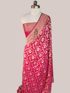 Authentic Pure Khaddi Georgette Saree | Banarasi Water Zari Jaal Weaving