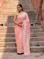 Banarasi Handloom Pure Khaddi Georgette Saree | All-Over Pure Water Zari Jaal