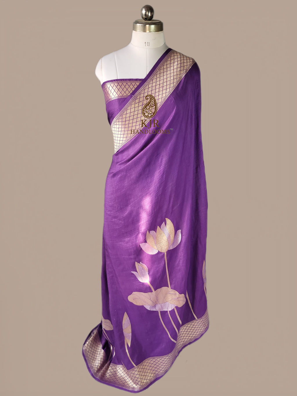Pure Tussar Georgette Silk Banarasi Saree | Pure Silver Golden Zari