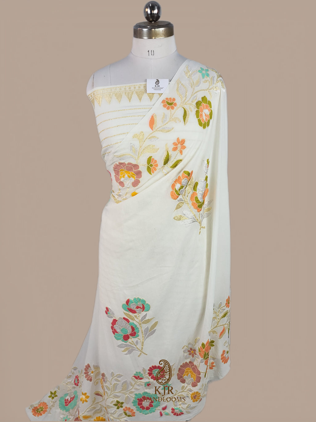 Pure Khaddi Georgette Banarasi Saree | Sona Rupa Zari & Multicolour Meena Weaving