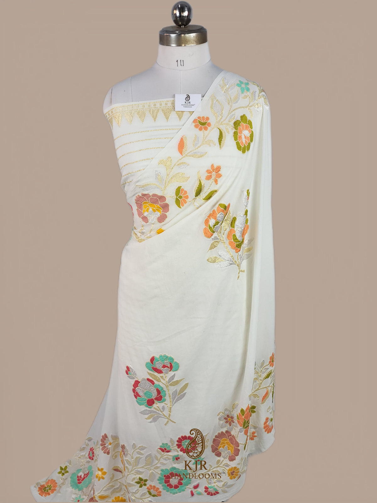 Pure Khaddi Georgette Banarasi Saree | Sona Rupa Zari & Multicolour Meena Weaving