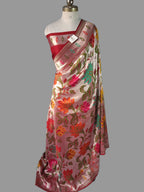 Banarasi Handloom Pure Tussar Georgette Brocade Paithani Silk Saree | Pure Rupa Zari & Multi Colour Meenakari