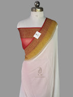 Banarasi Handloom Pure Khaddi Georgette Saree | Pure Antique Zari & Hand-Dyed 3D Art