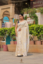 Pure Tussar Georgette Silk Banarasi Saree | Handwoven in Banaras