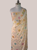 Banarasi Handloom Pure Khaddi Georgette Saree | Pure Silver Zari Jaal & Hand-Brush Meenakari