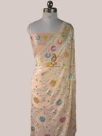 Banarasi Handloom Pure Khaddi Georgette Saree | Pure Silver Zari Jaal & Hand-Brush Meenakari